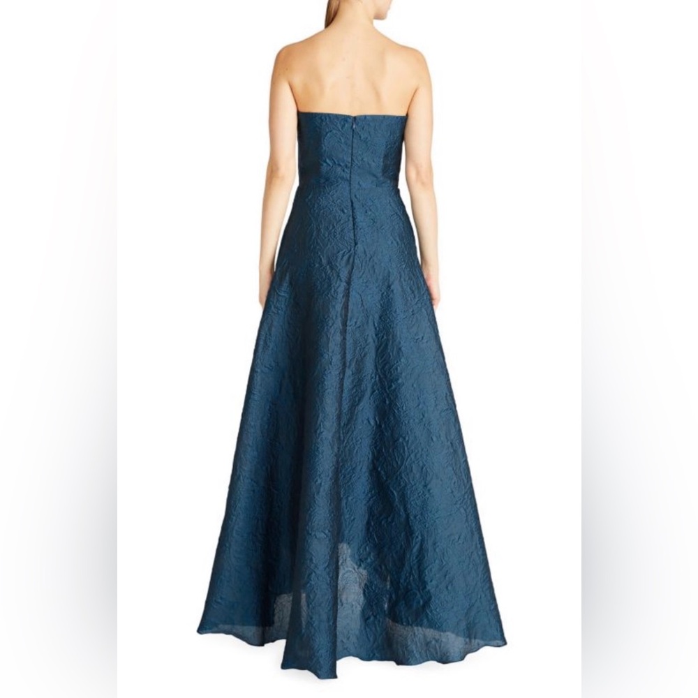 Theia Strapless High-Low Jacquard Gown - Picture 4 of 6